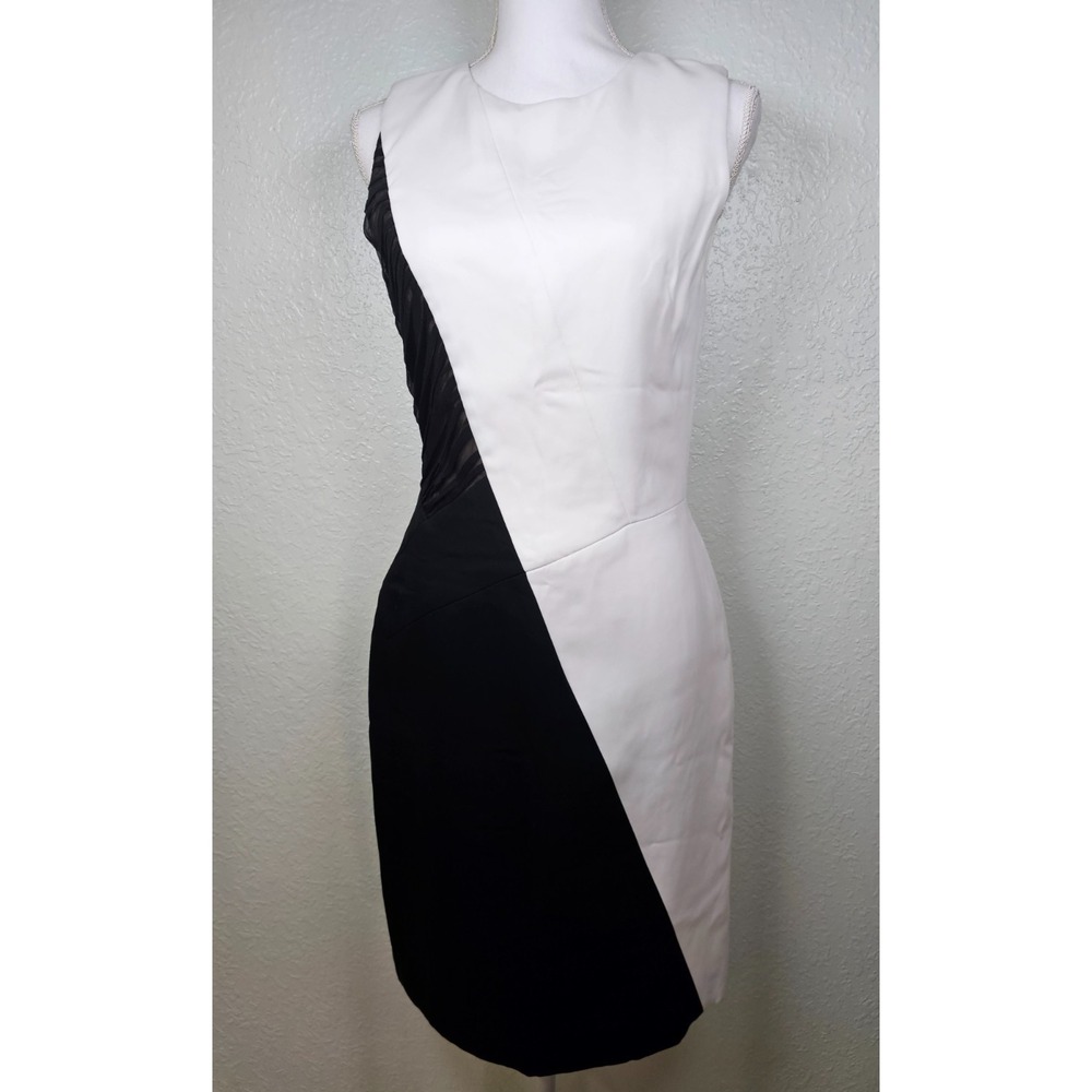 J. Mendel Dress Womens 6 Ruched Side Colorblock Designer Minimalist Quiet Luxury